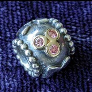 Solid 14K Gold And 925 Sterling Silver MOM Bracelet Charm By Pandora